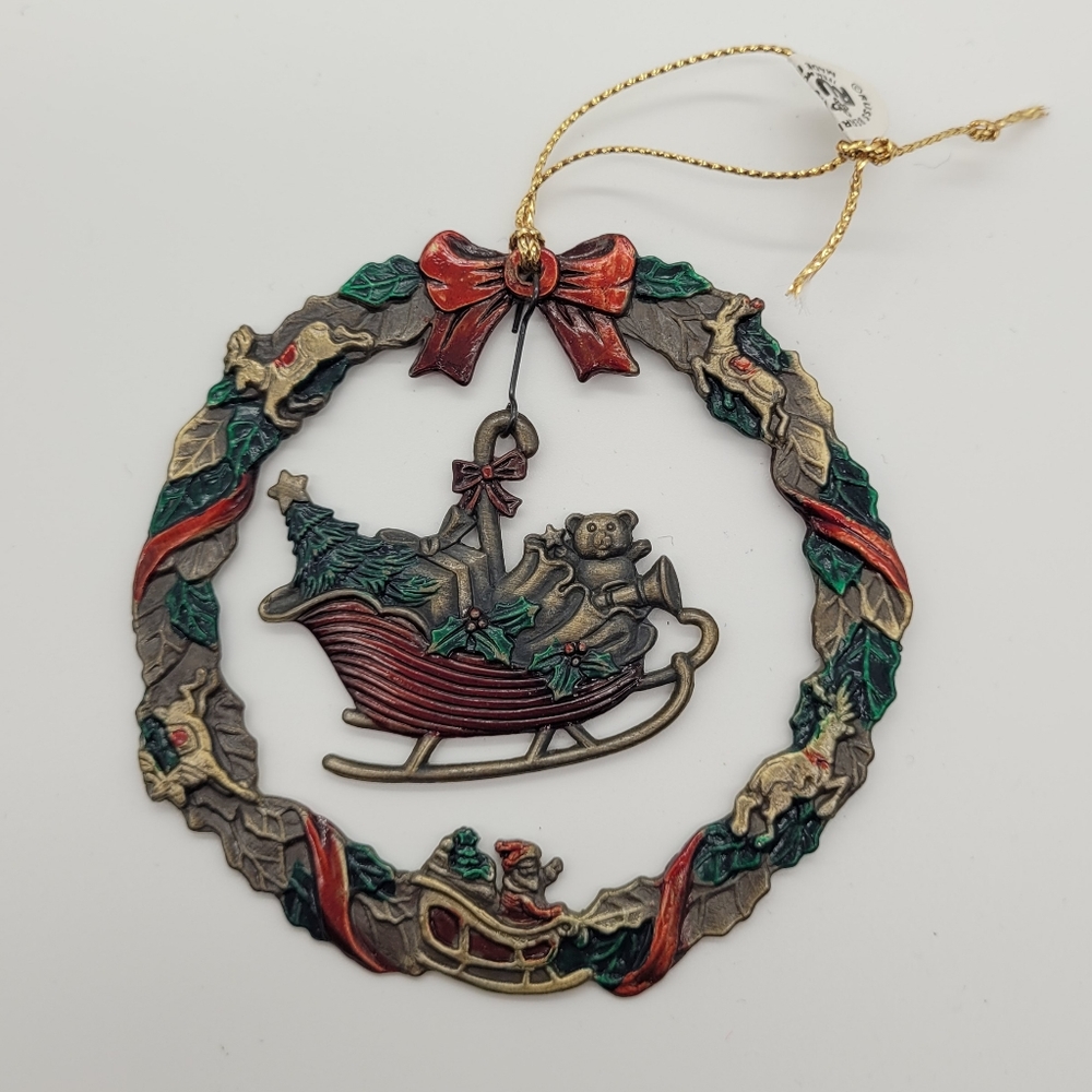 RUSS BERRIE | Heirloom Collection Sleigh vintage Christmas holiday tree ornament